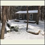 cabin in snow
