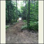 Looking up to Cabin From The Landing