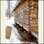 Pilings under cabin