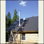 Installing the final fasteners on the chimney brace