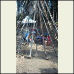 Kids in teepee