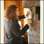 Nic checking out the fit of a corner stone Nic checking out the fit of a corner stone