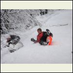 my kids sledding our driveway