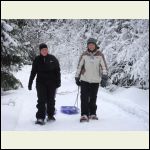 my wife and our friend Mel after sledding the driveway