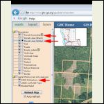 grays harbor GIS example, with aerial photo layer and parcel lines layers turned on.