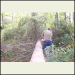 cutting our main post that will support the ridge beam