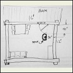 Cabin woodstove location diagram