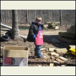 Matt Cleaning Up the Wood Scraps