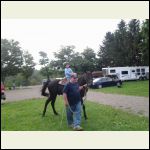 My co-worker joe giving a horsey ride for his grandson tyler on my old smokey.