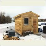 Cedar fence boards for siding and line trim and fascia.