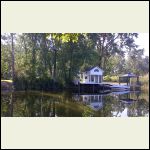 Lakeside of cabin including the dock