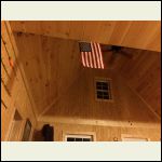 Old Glory hangin from loft