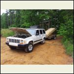 The Workhorse Cherokee hauling up the deck material on Friday