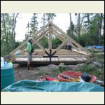 Roof frame pre-built on cabin sub-floor