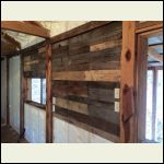 Pallet boards on wall