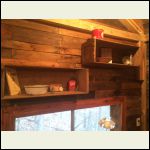 Shelves made from old dynamite boxes