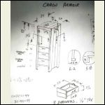 Sketch of a 7-foot tall cabinet for corner behind the door