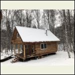 Cabin with snow