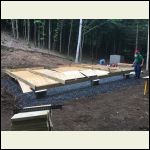 Building the deck for the cabin; the plywood was totally warped upon delivery...