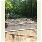 Front Porch floor and initial framing.  My Dad in the background.